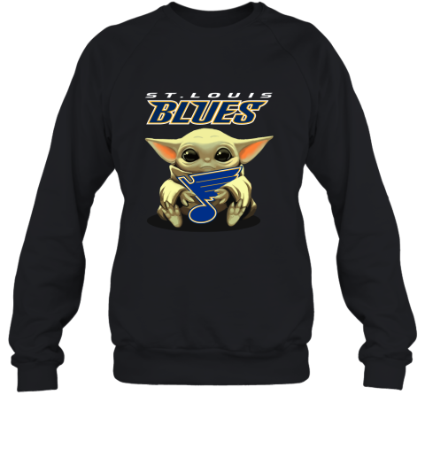 Baby Yoda Hugs The St. Louis Blues Ice Hockey Sweatshirt