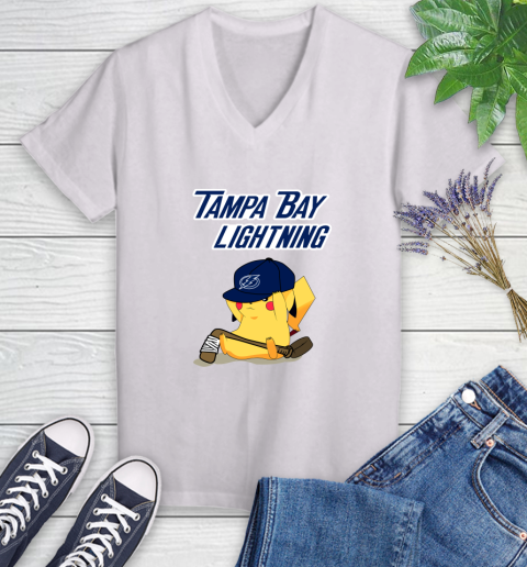 NHL Pikachu Hockey Sports Tampa Bay Lightning Women's V-Neck T-Shirt