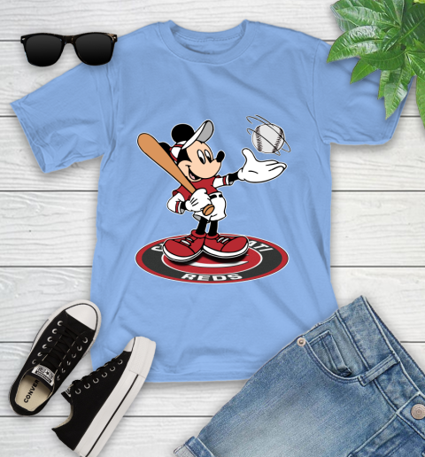 MLB Baseball Cincinnati Reds Cheerful Mickey Disney Shirt Youth T-Shirt 11