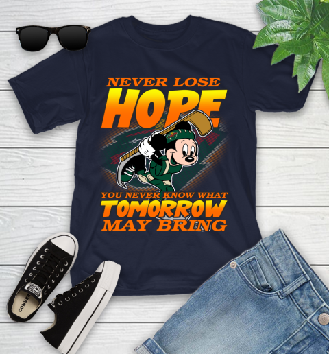 Minnesota Wild NHL Hockey ootball Mickey Disney Never Lose Hope Youth T-Shirt - Image 3