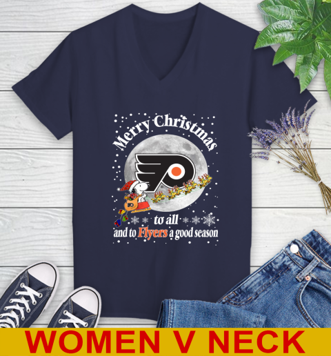 Philadelphia Flyers Merry Christmas To All And To Flyers A Good Season NHL Hockey Sports Women's V-Neck T-Shirt 12