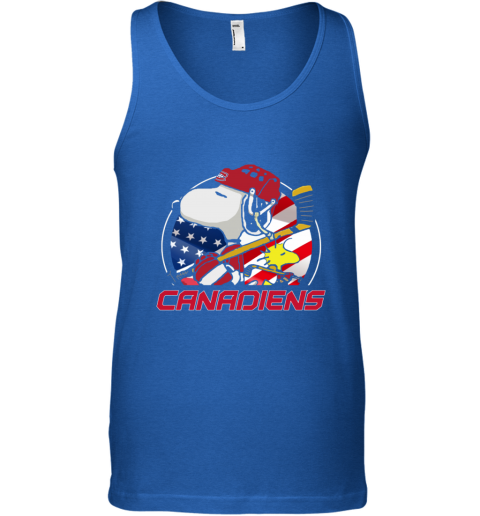 dqm8 montreal canadienssnoopy and woodstock nhl unisex tank 17 front royal