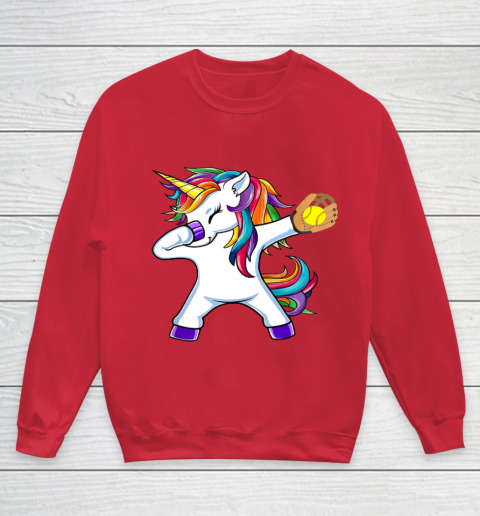 Dabbing Unicorn Softball T Shirt Funny Dab Gift Youth Sweatshirt 9
