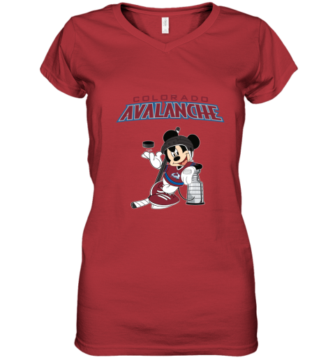Mickey Colorado Avalanche With The Stanley Cup Hockey NHL Women's V-Neck T-Shirt