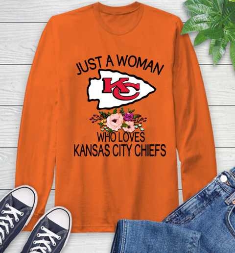 NFL Just A Woman Who Loves Kansas City Chiefs Football Sports Long Sleeve T-Shirt 3