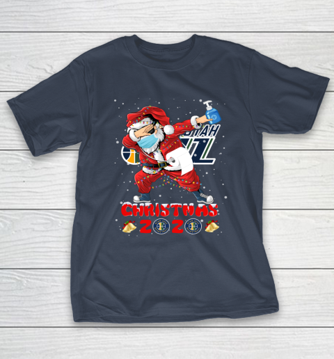 Utah Jazz Funny Santa Claus Dabbing Christmas 2020 NBA T-Shirt 3
