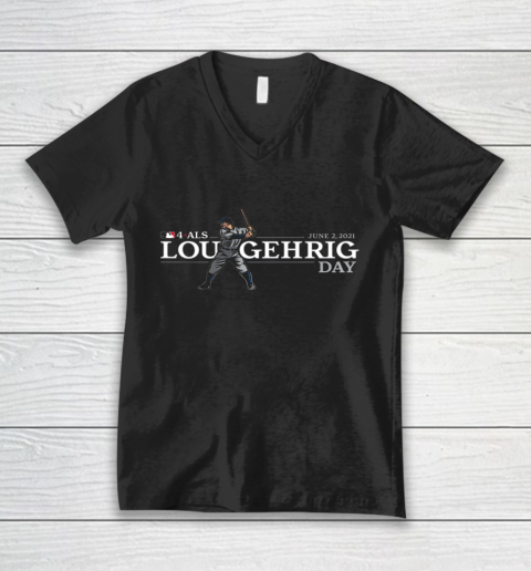 4 ALS Lou Gehrig Day V-Neck T-Shirt