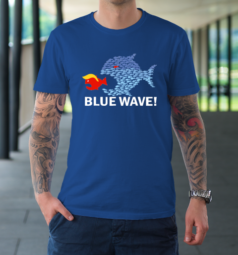 Blue Wave 2024 Funny Big Fish Eat Little Fish Trump Hair T-Shirt 7