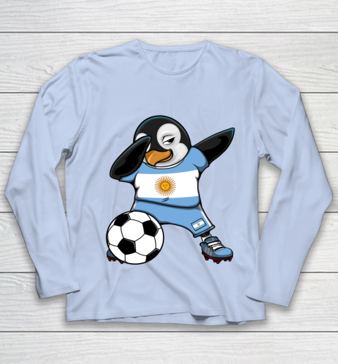 Dabbing Penguin Argentina Soccer Fans Jersey Football Lovers Youth Long Sleeve 5