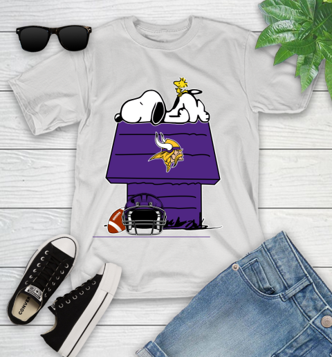 Minnesota Vikings NFL Football Snoopy Woodstock The Peanuts Movie Youth T-Shirt
