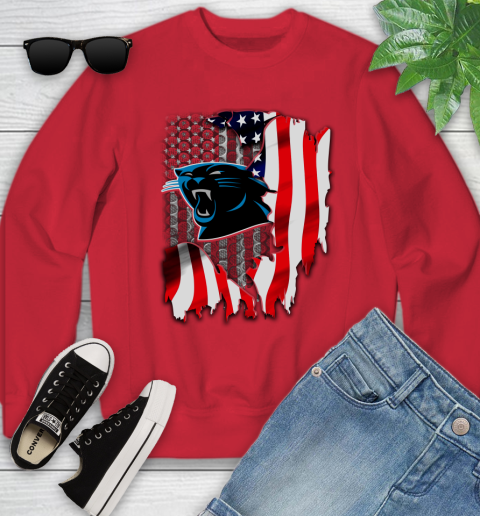 Carolina Panthers NFL Football American Flag Youth Sweatshirt 8