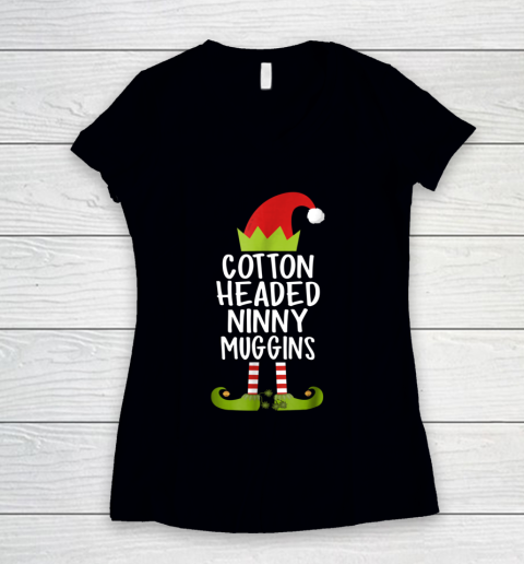 Cottons Headeds Ninnys Muggin Funny Christmas Elf Women's V-Neck T-Shirt