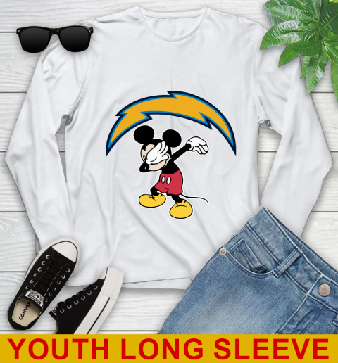 San Diego Chargers NFL Football Dabbing Mickey Disney Sports Youth Long Sleeve