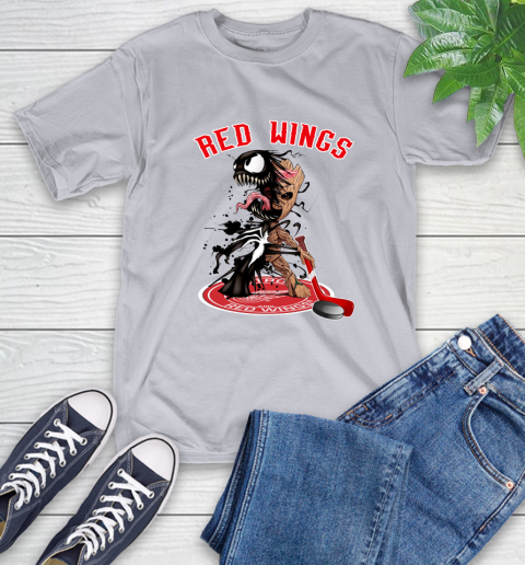 NHL Detroit Red Wings Hockey Venom Groot Guardians Of The Galaxy T-Shirt 6