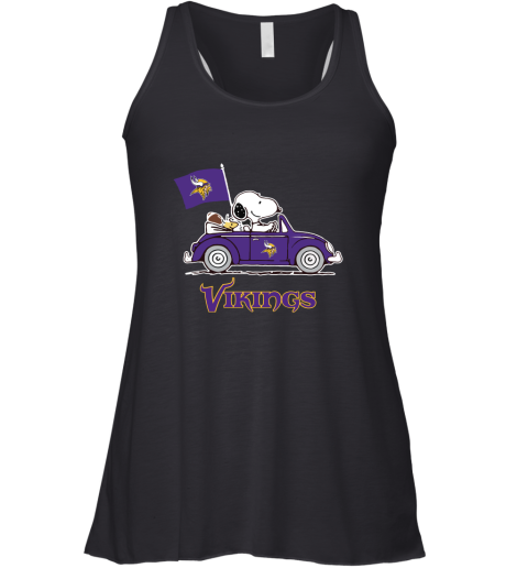 Snoopy And Woodstock Ride The Minnesota Vikings Car NFL Racerback Tank