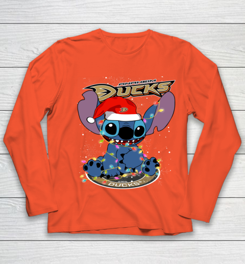 Anaheim Ducks NHL Hockey noel stitch Christmas Youth Long Sleeve 2