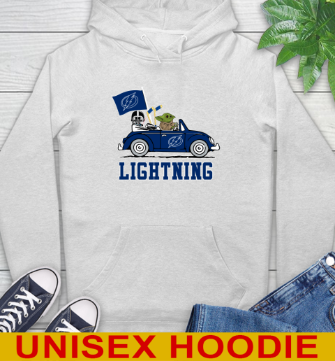 NHL Hockey Tampa Bay Lightning Darth Vader Baby Yoda Driving Star Wars Shirt Hoodie
