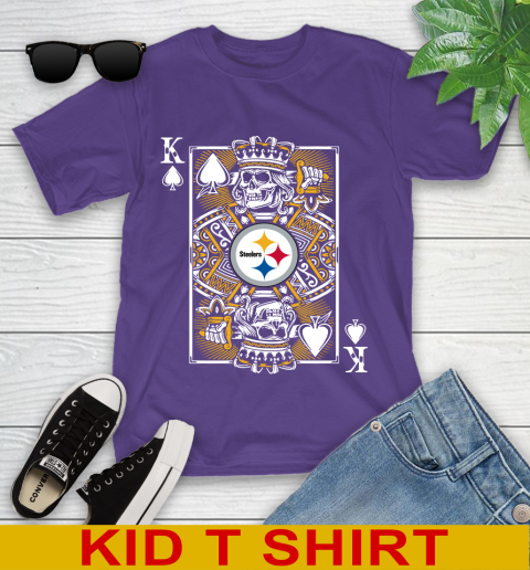 Pittsburgh Steelers NFL Football The King Of Spades Death Cards Shirt Youth T-Shirt 3
