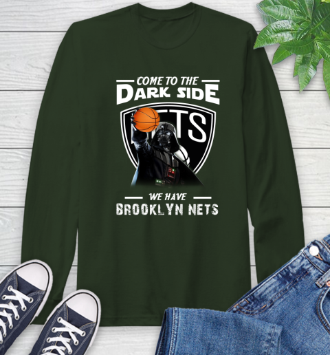 NBA Come To The Dark Side We Have Brooklyn Nets Star Wars Darth Vader Basketball Long Sleeve T-Shirt 7