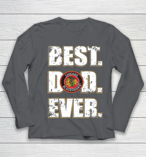 NHL Chicago Blackhawks Hockey Best Dad Ever Family Shirt Youth Long Sleeve - Image 7