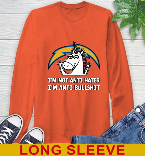 Los Angeles Chargers NFL Football Unicorn I'm Not Anti Hater I'm Anti Bullshit Long Sleeve T-Shirt 5
