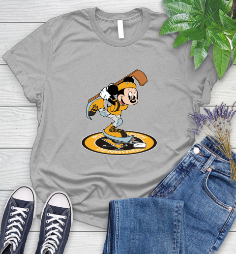 NHL Hockey Pittsburgh Penguins Cheerful Mickey Disney Shirt Women's T-Shirt 5