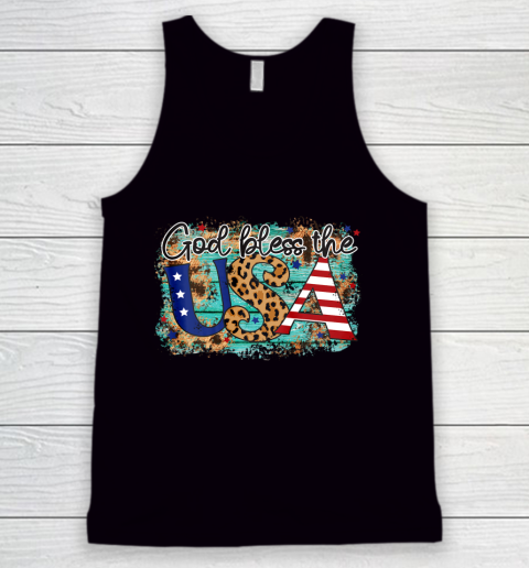 God Bless the USA Stars Stripes and Leopard Print Tank Top