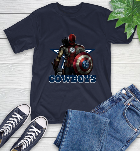 NFL Captain America Thor Spider Man Hawkeye Avengers Endgame Football Dallas Cowboys T-Shirt 4