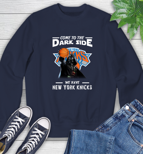 NBA Come To The Dark Side We Have New York Knicks Star Wars Darth Vader Basketball Sweatshirt 2