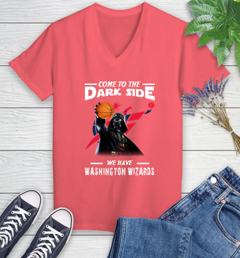 NBA Come To The Dark Side We Have Washington Wizards Star Wars Darth Vader Basketball Women's V-Neck T-Shirt 6