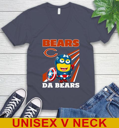 NFL Football Chicago Bears Captain America Marvel Avengers Minion Shirt V-Neck T-Shirt 7