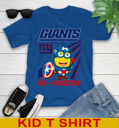 NFL Football New York Giants Captain America Marvel Avengers Minion Shirt Youth T-Shirt 10