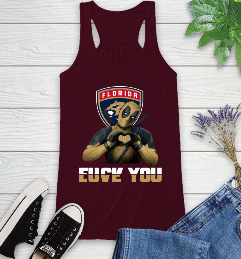 NHL Florida Panthers Deadpool Love You Fuck You Hockey Sports Racerback Tank 3 NHL Florida Panthers Deadpool Love You Fuck You Hockey Sports Racerback Tank - Image 3