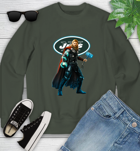 NFL Thor Avengers Endgame Football New York Jets Youth Sweatshirt 10