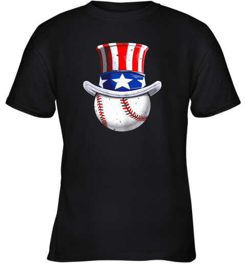 Baseball Uncle Sam Shirt 4th of July Boys American Flag Youth T-Shirt