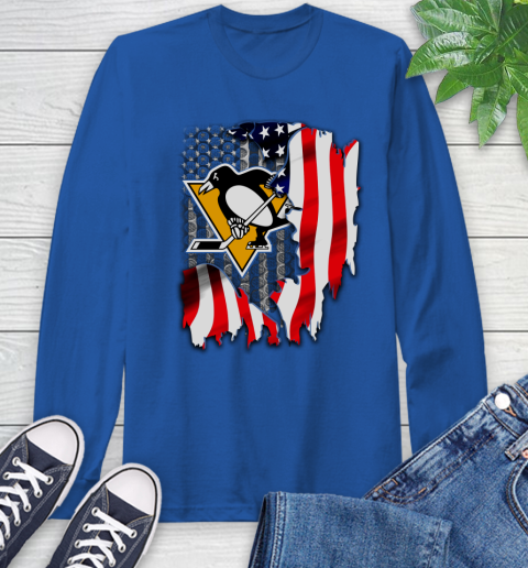 Pittsburgh Penguins NHL Hockey American Flag Long Sleeve T-Shirt 10
