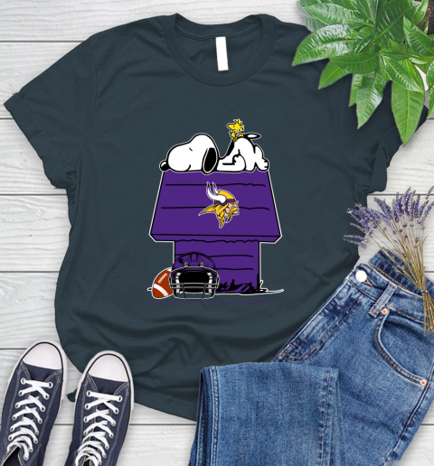 Minnesota Vikings NFL Football Snoopy Woodstock The Peanuts Movie Women's T-Shirt 8