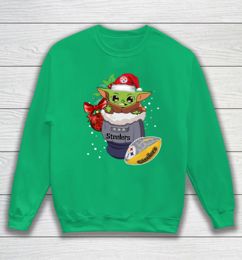 Pittsburgh Steelers Christmas Baby Yoda Star Wars Funny Happy NFL Sweatshirt 6