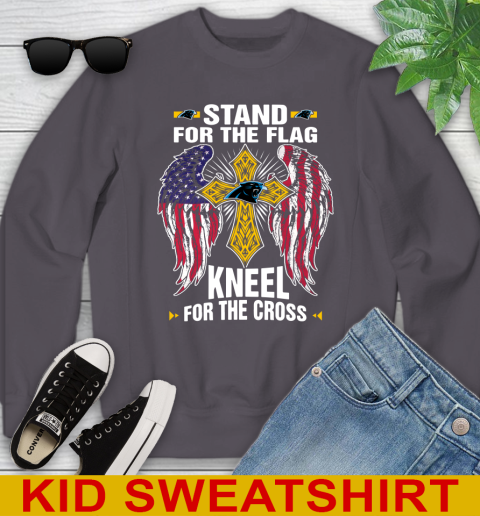 NFL Football Carolina Panthers Stand For Flag Kneel For The Cross Shirt Youth Sweatshirt 5