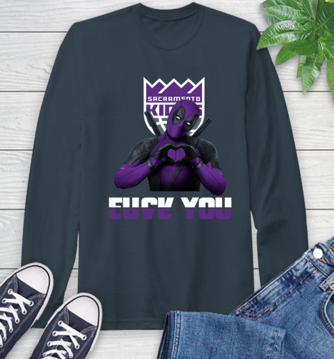 NBA Sacramento Kings Deadpool Love You Fuck You Basketball Sports Long Sleeve T-Shirt 9