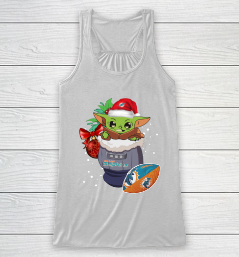Miami Dolphins Christmas Baby Yoda Star Wars Funny Happy NFL Racerback Tank 2