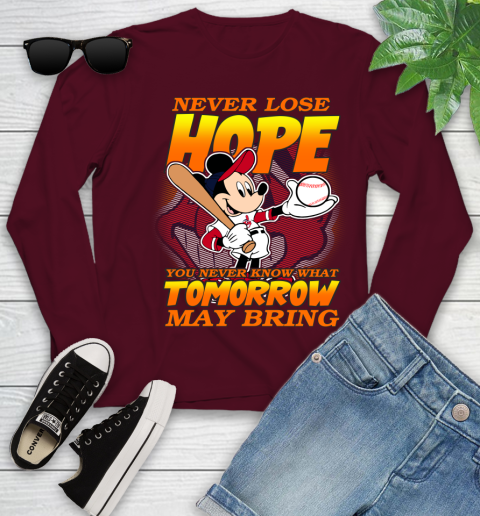 Cleveland Indians MLB Baseball Mickey Disney Never Lose Hope Youth Long Sleeve 6