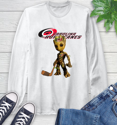 Carolina Hurricanes NHL Hockey Groot Marvel Guardians Of The Galaxy Long Sleeve T-Shirt