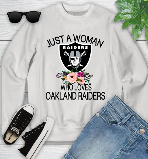 NFL Just A Woman Who Loves Oakland Raiders Football Sports Youth Sweatshirt