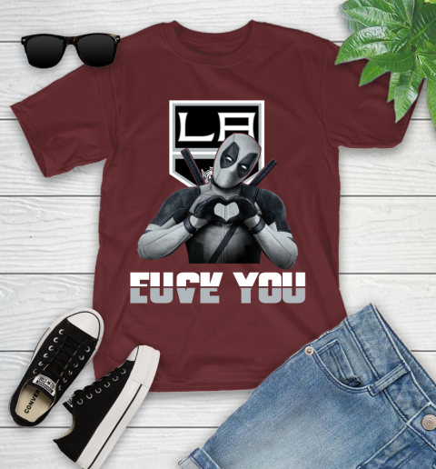 NHL Los Angeles Kings Deadpool Love You Fuck You Hockey Sports Youth T-Shirt 14