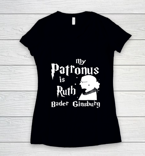 Notorious RBG Shirt  My Patronus is Ruth Bader Ginsburg Women's V-Neck T-Shirt