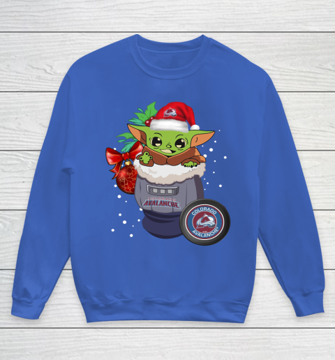 Colorado Avalanche Christmas Baby Yoda Star Wars Funny Happy NHL Youth Sweatshirt 8
