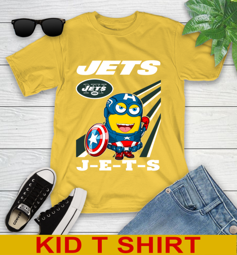 NFL Football New York Jets Captain America Marvel Avengers Minion Shirt Youth T-Shirt 10 NFL Football New York Jets Captain America Marvel Avengers Minion Shirt Youth T-Shirt - Image 10