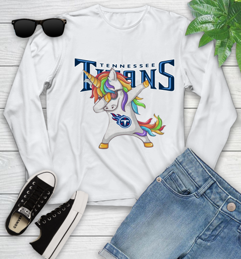 Tennessee Titans NFL Football Funny Unicorn Dabbing Sports Youth Long Sleeve