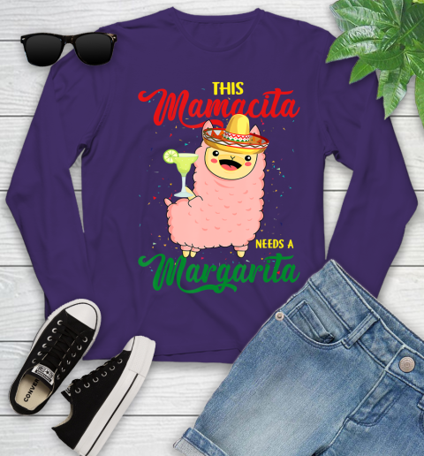 Nurse Shirt This Mamacita needs a Margarita Llama T Shirt Youth Long Sleeve 4